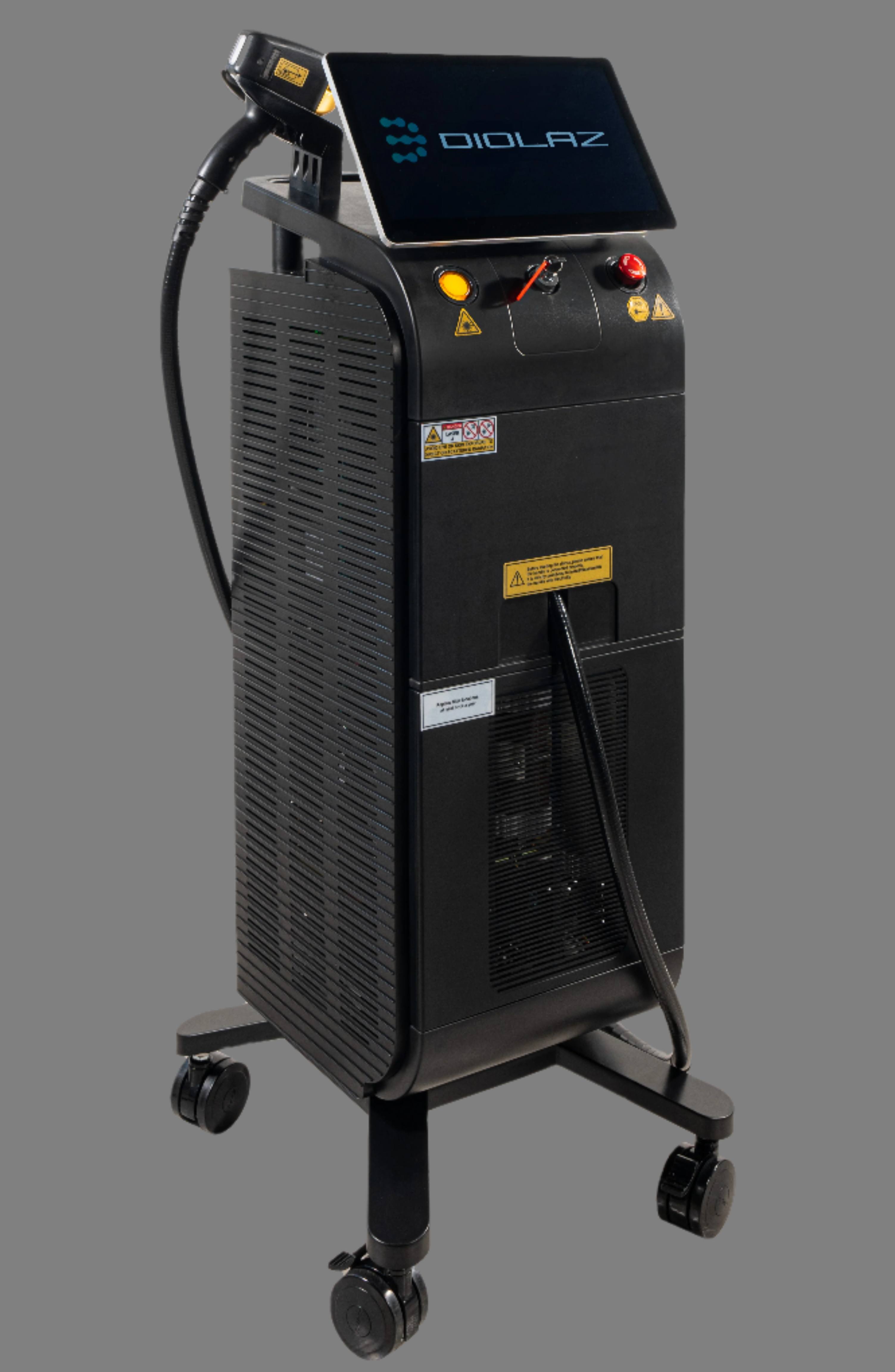 Black laser machine with digital display on a white background
